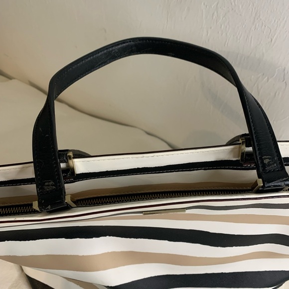 Kate Spade Jules Grant Street Tote Grainy Vinyl Striped PreOwned Slight Wear - Picture 3 of 14